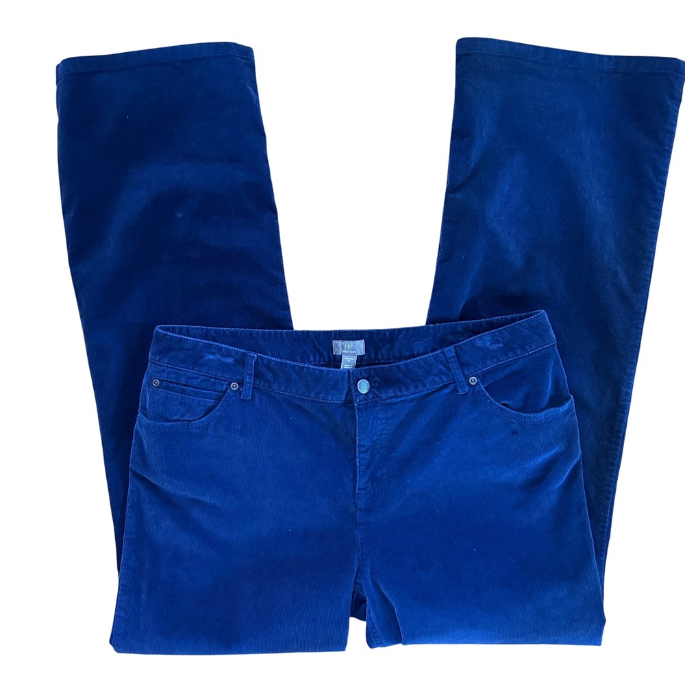 J. Jill Blue Corduroy Bootcut Pants Womens 14 Stretch Fine Wale Cobalt Cords